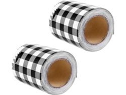Cenefas autoadhesivas a cuadros en blanco y negro para murales, 2 rollos de 75 cm, SFUSHOS