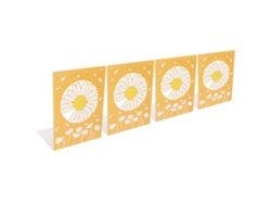 4 tabletas de metal antideslizantes, exquisitas, hermosas y únicas, portátiles, decorativas, de oficina, con forma de margarita.
