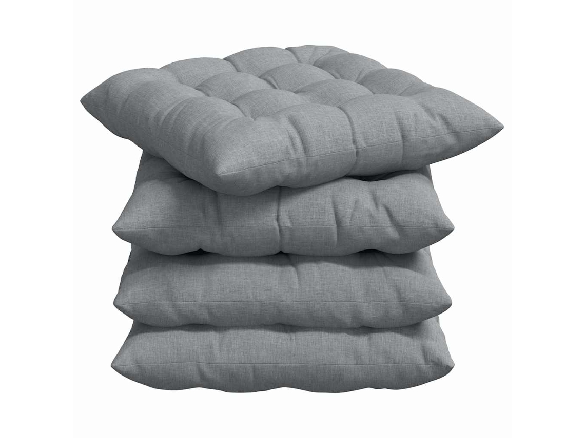Cojines Para Asiento 4 Uds Gris Claro 40 X 40 X 6 Cm Tela