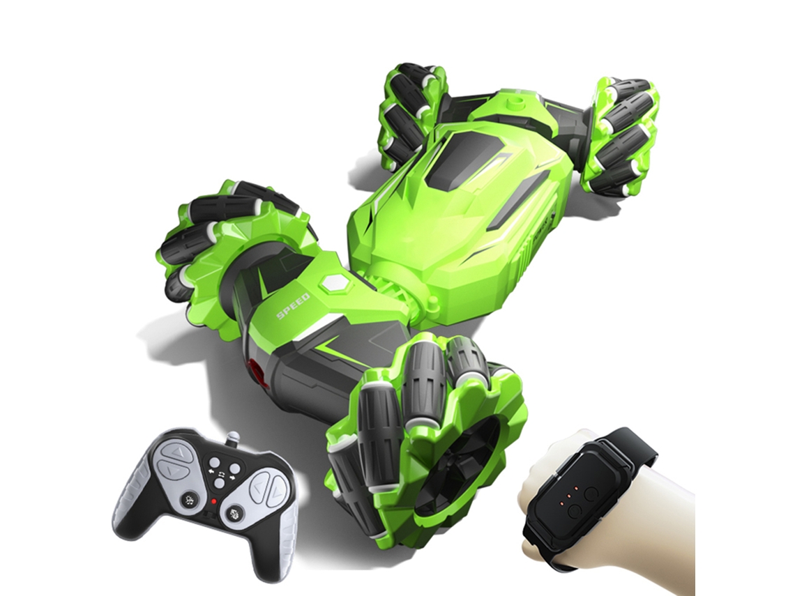 Coche Teledirigido Para Niños, 2.4g 4wd Con Control Por Gestos Y Luces, Juguete Todoterreno Verde