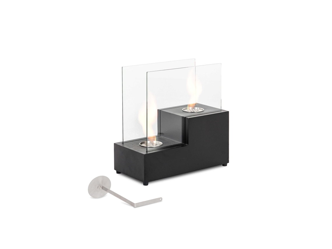 Due passi - Vela de mesa de bioetanol en metal negro STONES