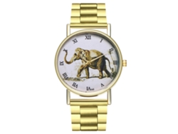 Reloj De Pulsera Unisex Zhoulianfa Con Números Romanos, Esfera Con Diseño De Elefante, Brazalete De Acero Y Movimiento De Cuarzo.
