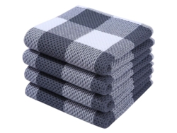 Paños De Cocina Linjou, Algodón De Punto Gofrado, Supersuaves, 4 Unidades, Gris Claro