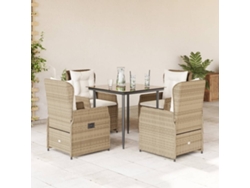 Juego de comedor de jardín de 5 piezas con cojines, mimbre sintético beige, DKD Home Decor