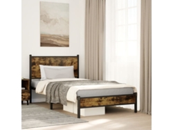 Estructura De Cama Sin Colchón Metal Roble Ahumado 100x200 Cm