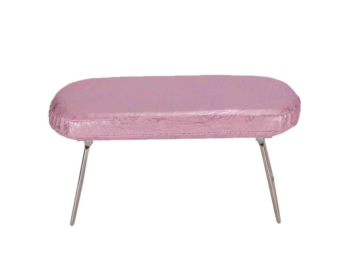 Travesseiro De Mão Para Manicure De Couro Pu Com Suporte De Aço Inoxidável Rosa Coração