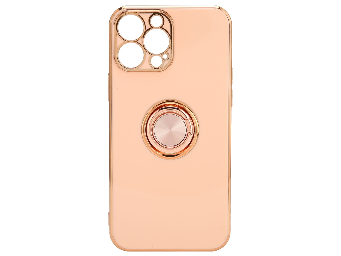 Capa De Telefone Com Anel Eletroplatado Rose Gold Ultra Fina Tpu Para Iphone 13 Pro Rosa Claro