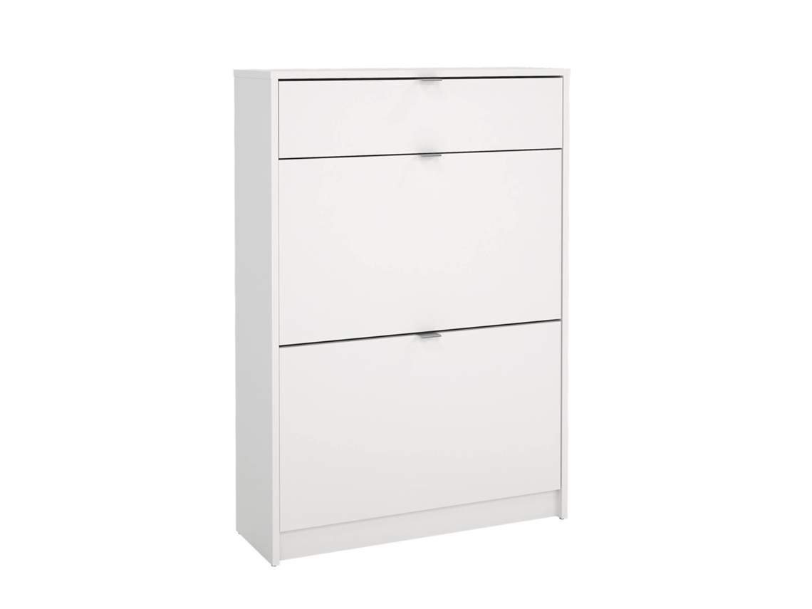 Zapatero Wellhome Adaja con 3 compartimentos para 12 pares de zapatos, 70x24x101cm, color blanco.