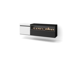 Mueble TV Televisión 150x45x35cm Para TV hasta 65 Chimenea eléctrica Colgado Suspendido Blanco y negro