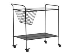 Carrito de cocina BELIANI Alamo de Metal, Vidrio templado Negro 70x40x70