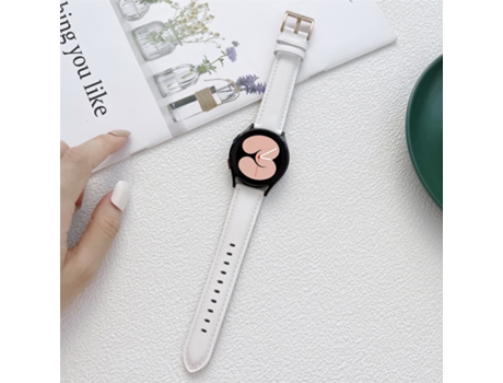 Correa de reloj inteligente para Samsung Galaxy Watch4 Correa de cuero con costuras de 40 mm / 44 mm (blanco)
