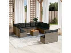 Conjunto de sofá de jardín de 12 piezas con cojines, ratán gris, DKD Home Decor