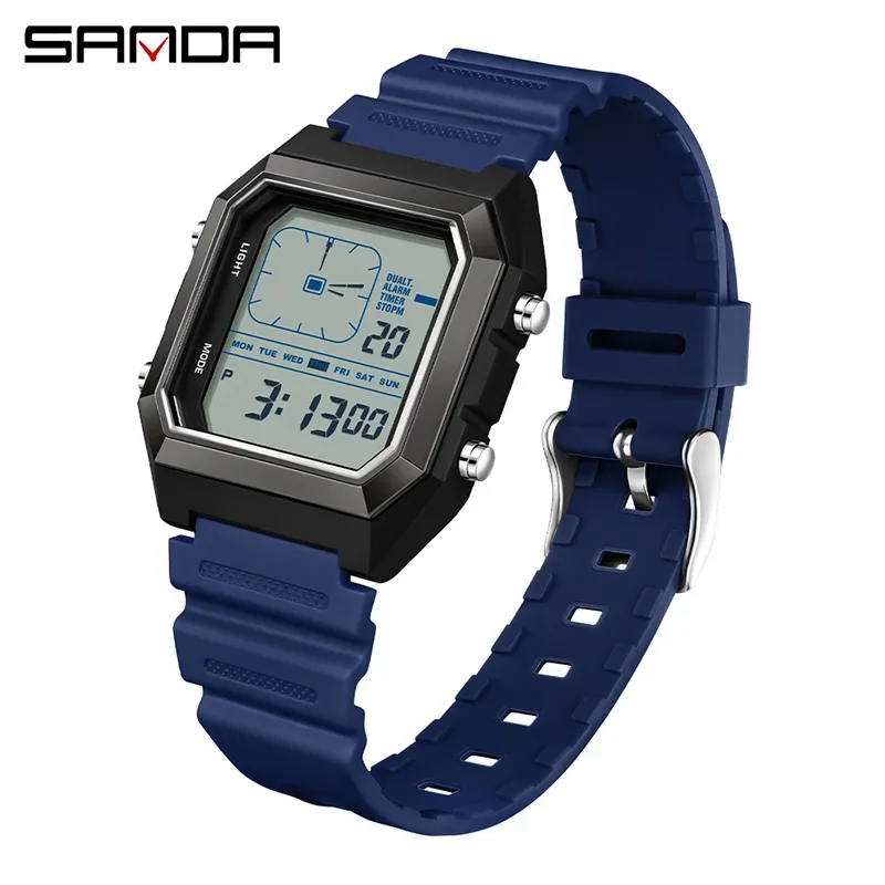 Reloj Digital Para Hombre (azul) Para Deportes Al Aire Libre, Cronógrafo Luminoso Multifuncional, Calendario, Resistente Al Agua.