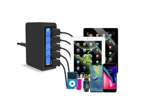 Cargador Usb Puertos Carga Rápida Negro