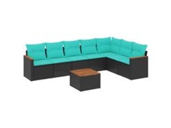Maison Exclusive - Conjunto De Sofá De Jardín De 8 Piezas Con Cojines, De Poliratán Negro