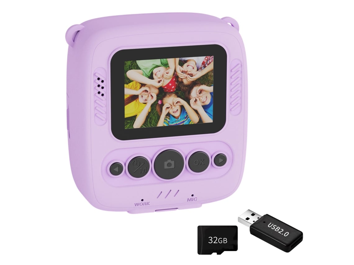 Cámara de impresión instantánea de 1080p con 32 GB, regalo unisex.