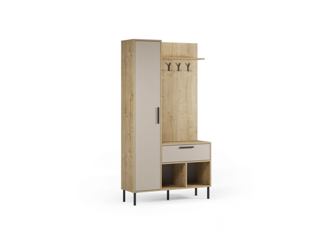Mueble recibidor con perchero Vesta Roble Beige 108 x 195,3 x 35 cm