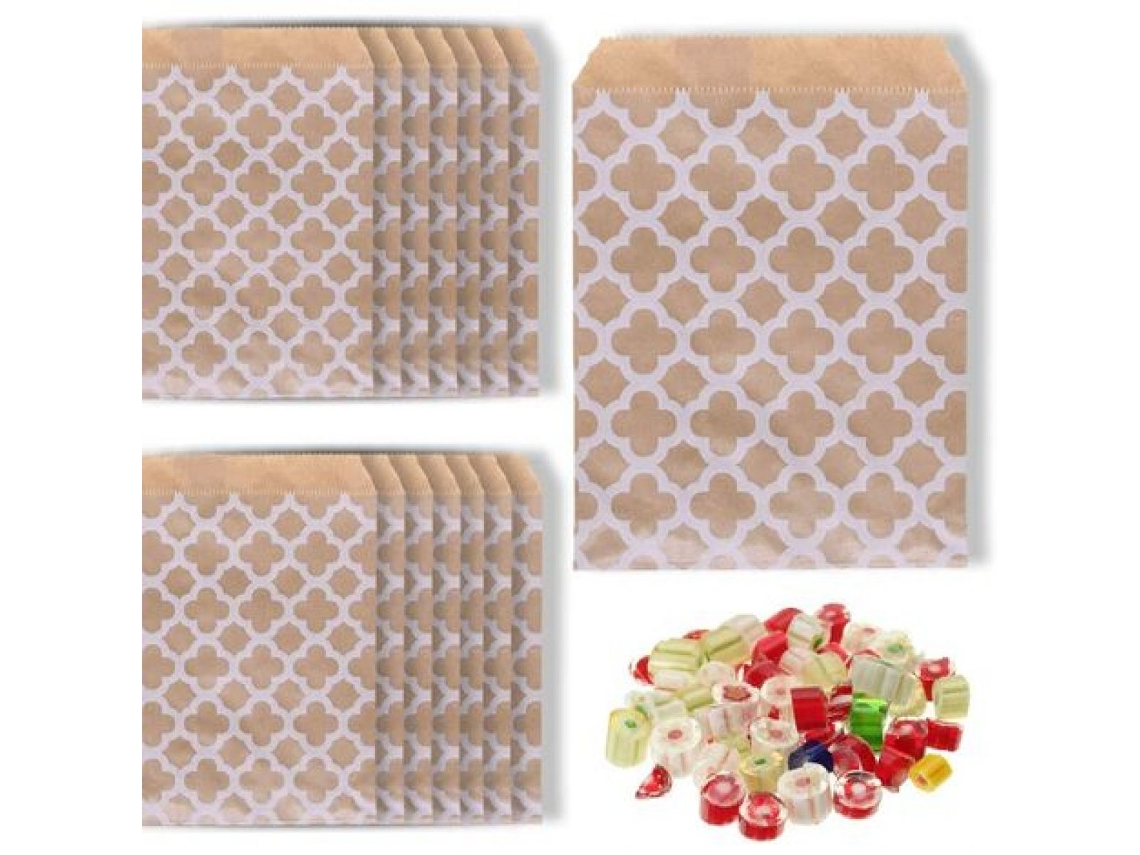 VVJIJILLY 100 Sacos De Papel Decorativos P/ Doces E Festas, 13x18cm, Padrão Trevo