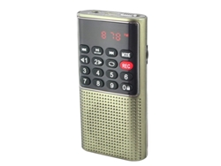 (oro) Mini Radio Fm Portátil, Grabadora Y Batería Recargable De Larga Duración.