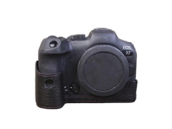 Funda protectora de cuero genuino para cámara Canon EOS R7 con ranura para batería y diseño de medio cuerpo Facpoet