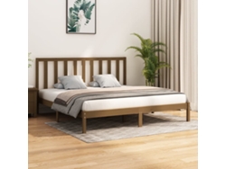Estructura Cama Sin Colchón Madera Pino Marrón Miel 200x200 Cm