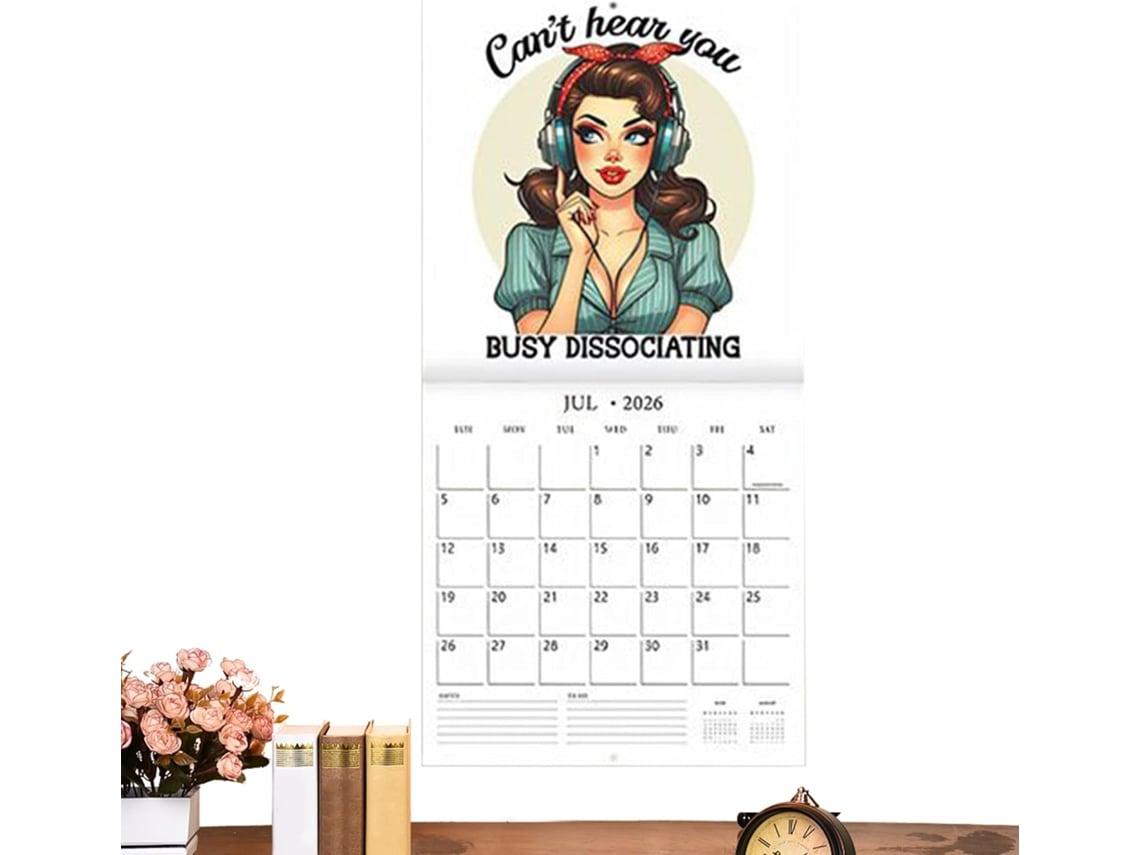 Calendario De Pared, Planificador Retro Sarcástico, Diseño Colgante, Cuaderno Mensual 2026