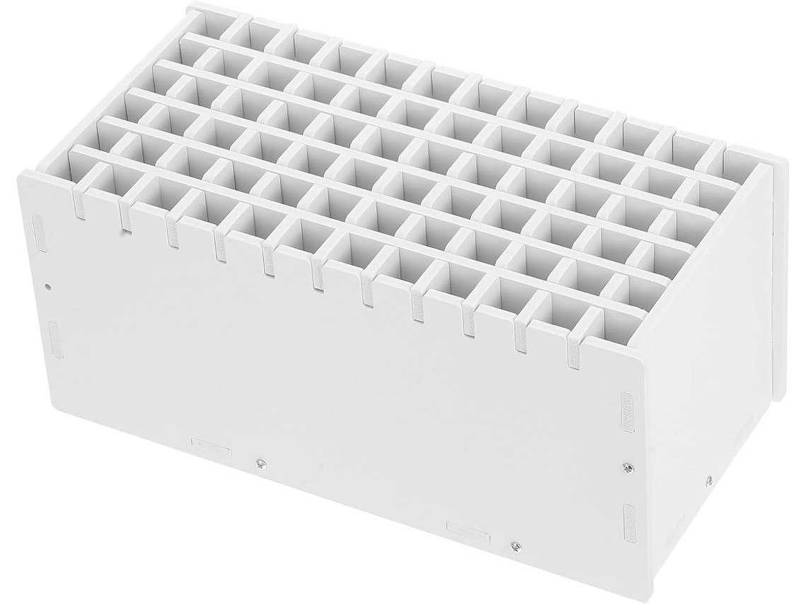 Portalápices Blanco Con 72 Compartimentos, Fabricado En Panel Compuesto De Madera Y Plástico.