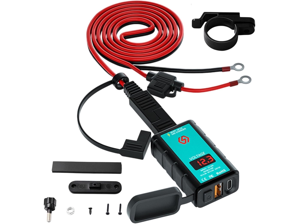 Cargador Usb Para Teléfono De Motocicleta, Voltímetro, Led, Resistente Al Agua Y Al Agua.