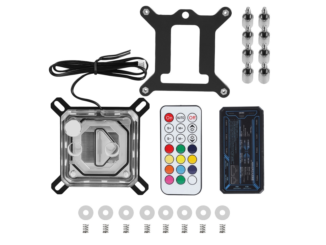 Bloque De Agua Para Cpu Rbw Con Controlador, Lámparas Rgb, Microcanales De 0.5mm Xph-ba