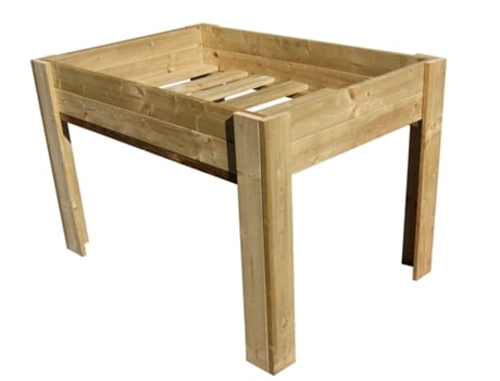 Banco Jardín de madera tratada para exterior de 100X33X50 cm, VIDAHUERTO