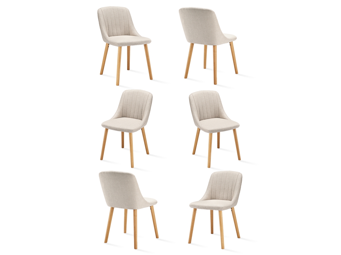 Sillas De Comedor Goeurvant 993(pack De 6, Beige, Tela)