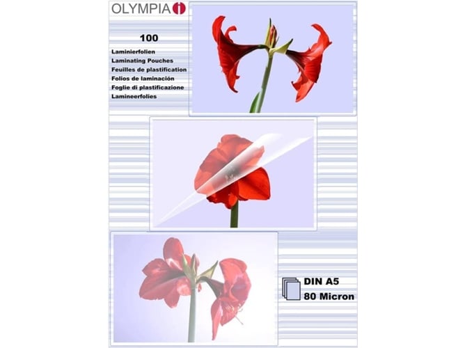 Fundas de Plastificar OLYMPIA 1x100 DIN 80 micron (100 un - A5)