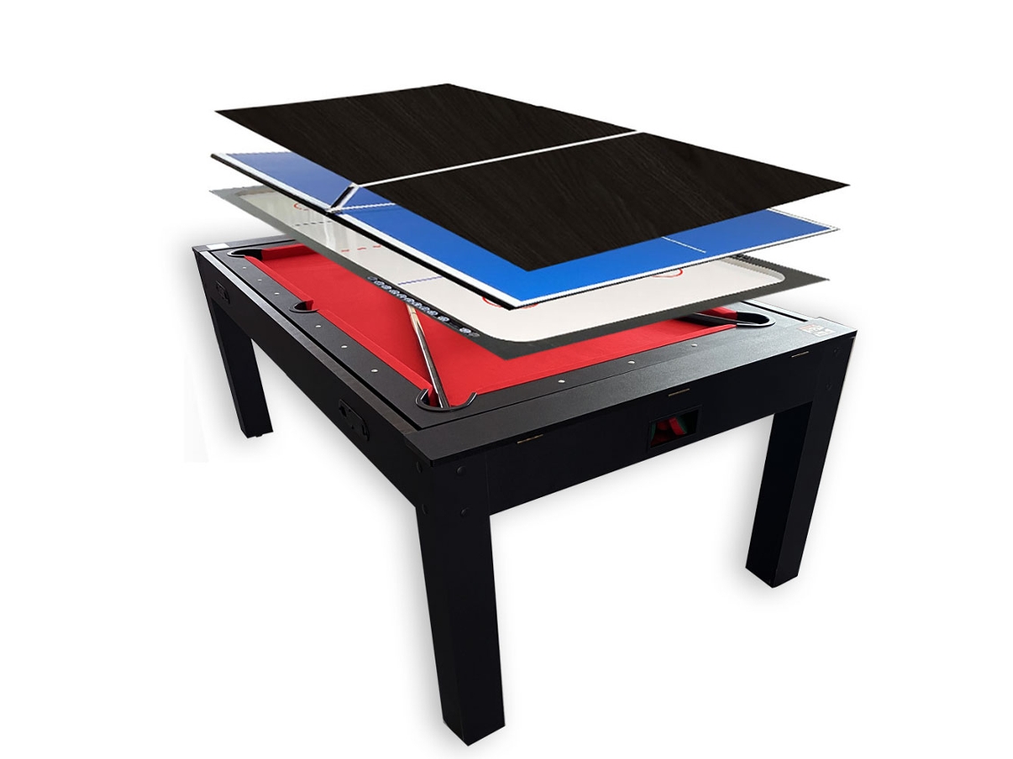 Mesa de billar 7 pies Multijuego rojo Air Hockey Mesa de Tenis Mesa - Rocket ELITESHOPPING