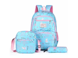 Mochila de tres piezas con estampado cuadrado, estilo estudiantil, talla 7