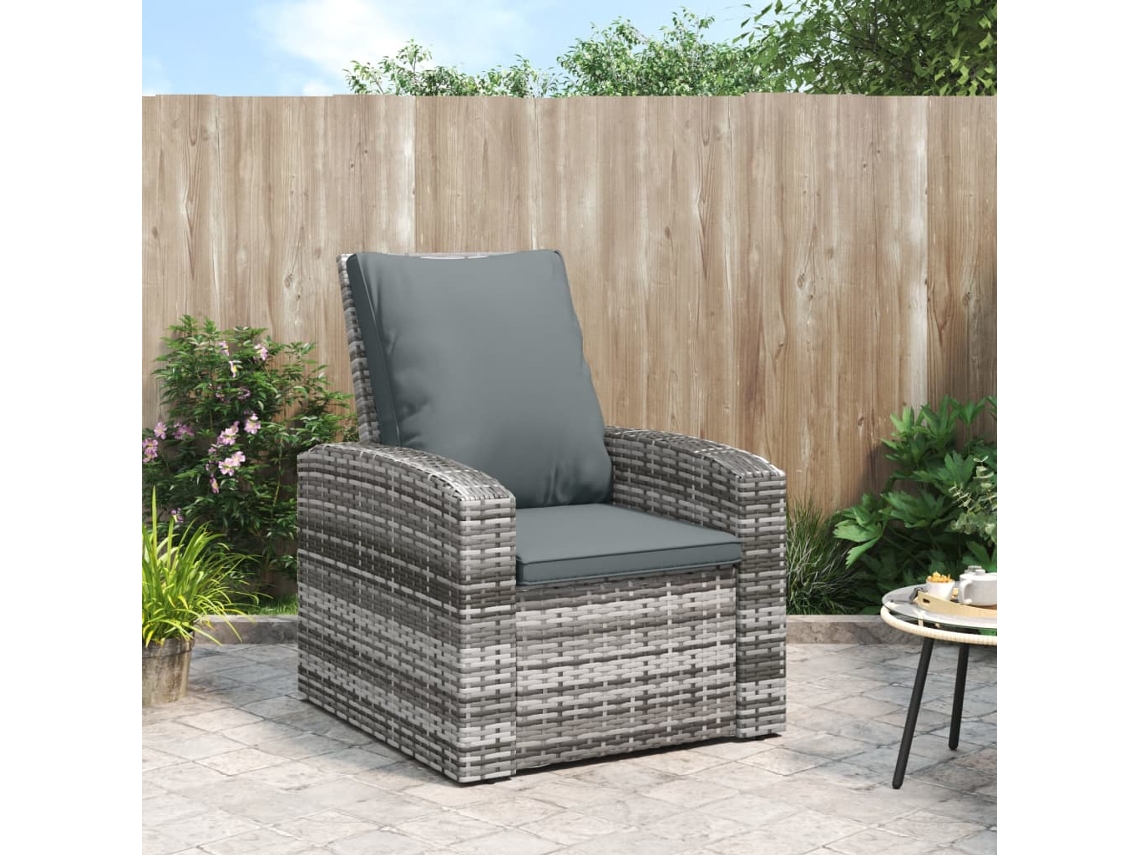 Silla de jardín reclinable gris con cojines DKD Home Decor