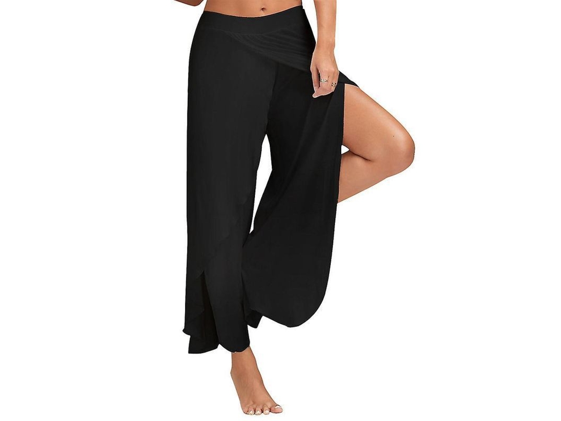2026-pantalones De Yoga Harem Palazzo Para Mujer De Talla Grande, Anchos Y Sueltos Con Entalladura Hippie Flowy S Negro
