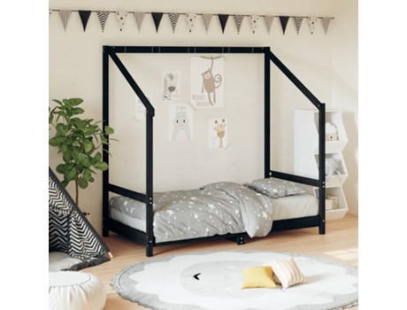 Estructura De Cama Para Niños VIDAXL Negro Madera (80x160 cm)