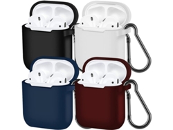 Estuche Para Airpods De 1.ª Y 2.ª Generación (paquete De 4 Unidades: Negro, Blanco, Azul Marino Y Vino)