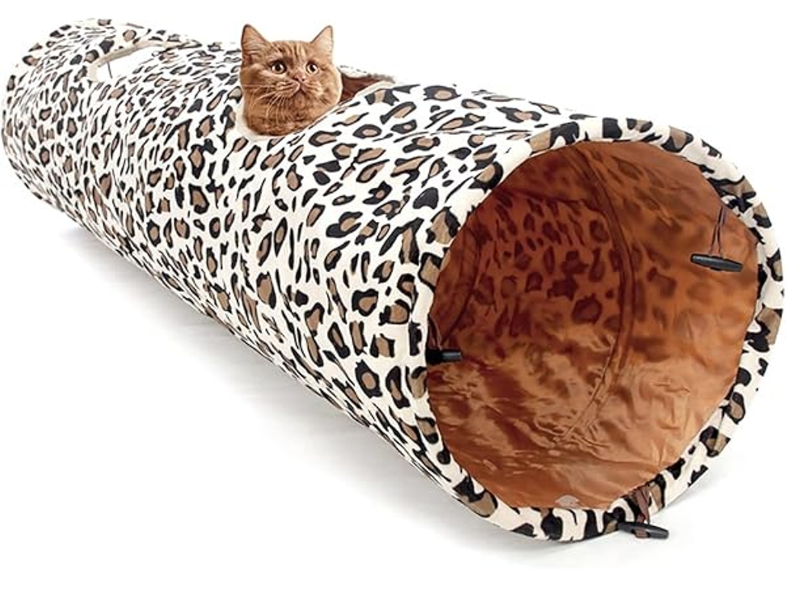 Túnel Grande Y Plegable Para Gatos Con Dos Aberturas, Ideal Para Gatitos, Conejos Y Cachorros 130 Cm De Largo X 30 Cm De Diámetro, Con Dise