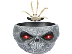 Bol De Dulces Animado De Halloween Con Calavera, Diseño Para Agarrar Con La Mano Y Ojos Led Decorativos.