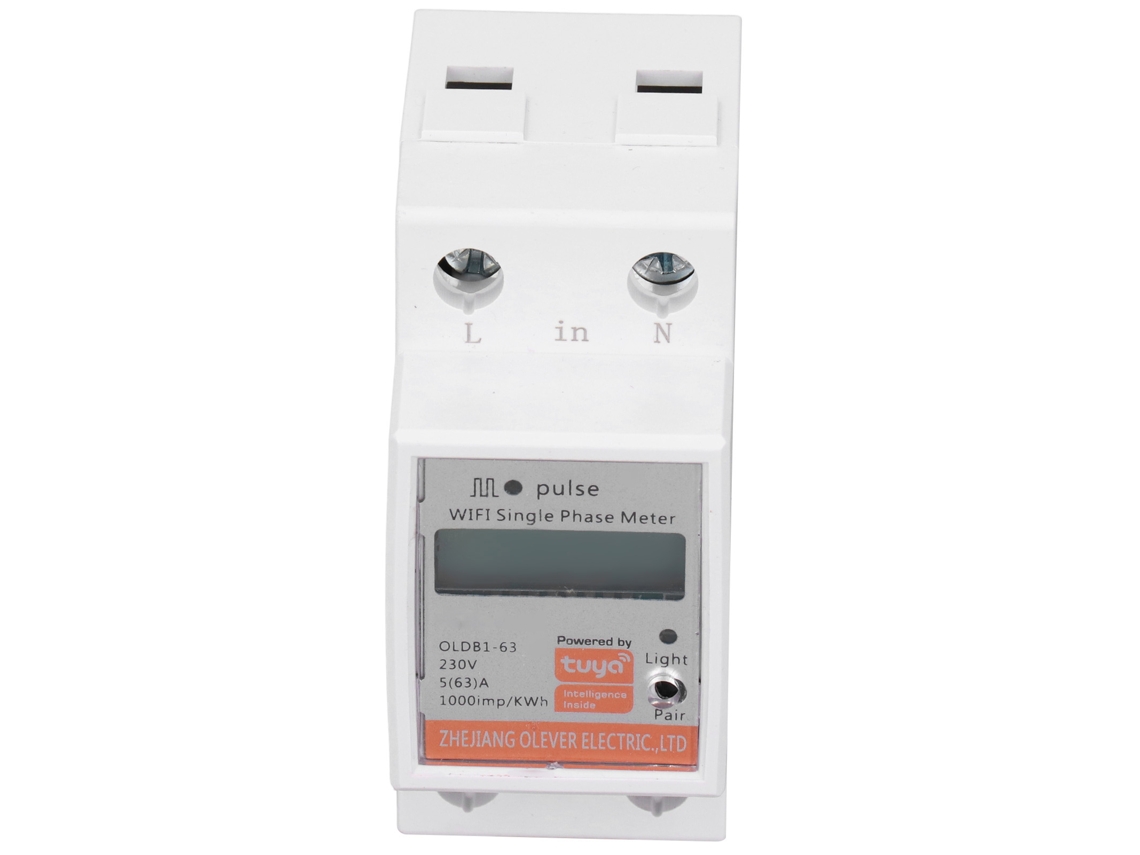 Monitor de energía LCD inteligente Wi-Fi monofásico con montaje en riel DIN