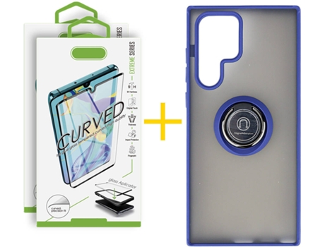 Carcasa + 2 Protectores de Pantalla para Samsung Galaxy S22 Ultra 5G SKYHE Azul