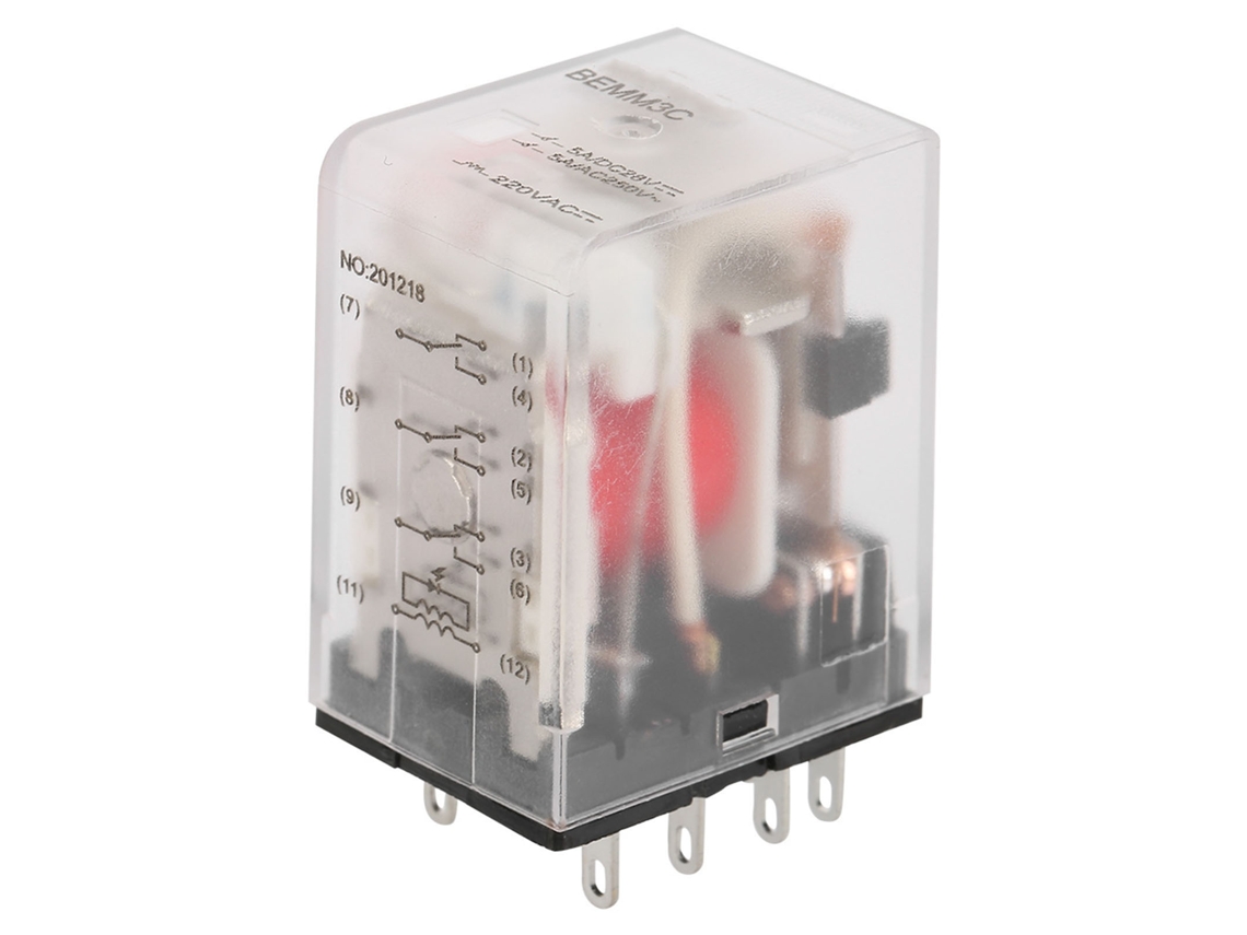Relé Eléctrico Intermedio Bemm3c De 5 A, 220 V Ca, 11 Pines Para Automatización Eléctrica.