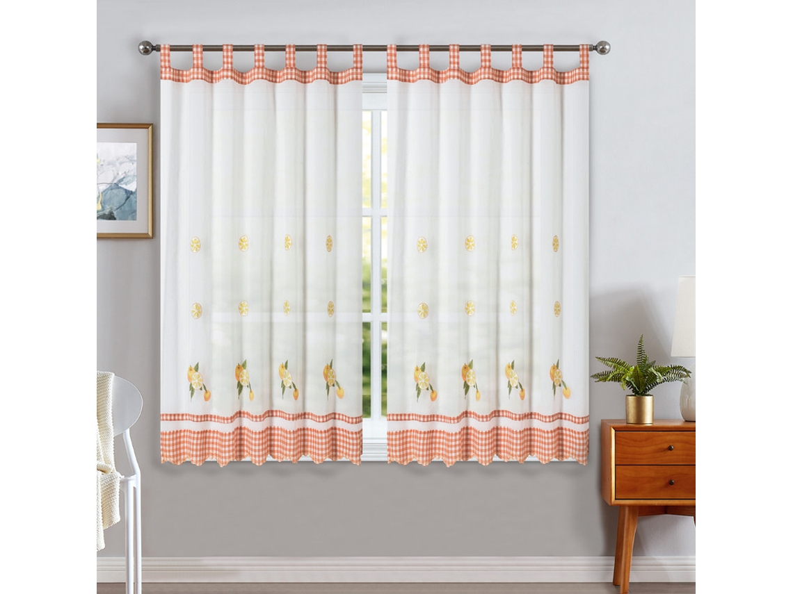Cortinas de Cocina con Estampado Bordado - Individual