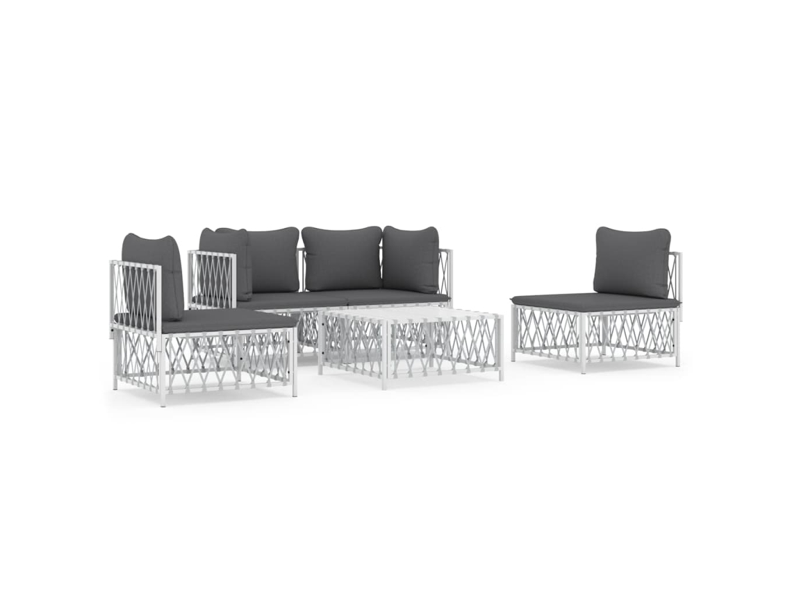 Maison Exclusive - 5 Pcs Conjunto Lounge De Jardim Com Almofadões Aço Branco