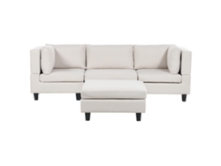 Sofá con reposapiés BELIANI Unstad de Poliéster Beige 228x76x72