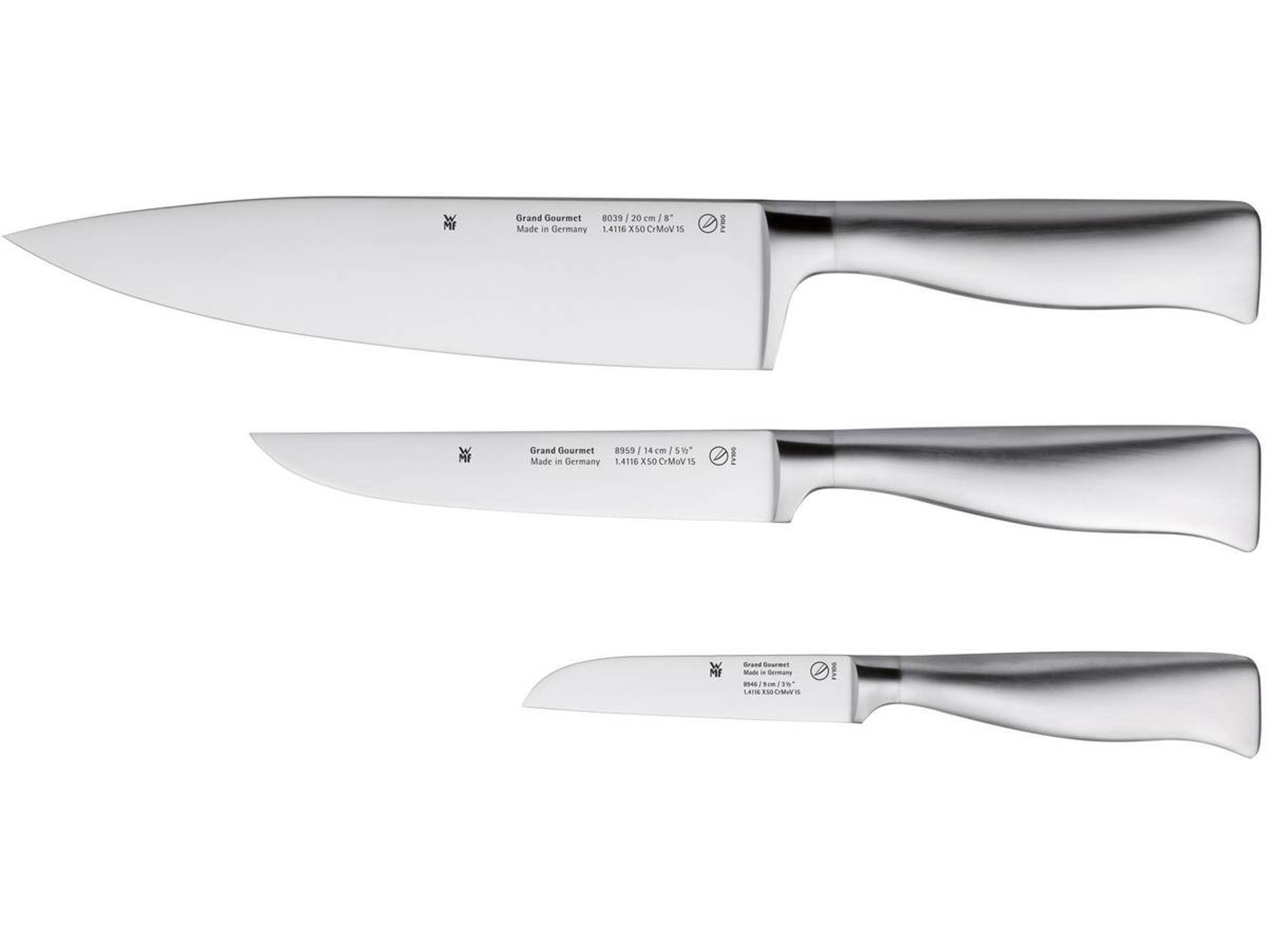 Juego de cuchillos de cocina WMF Grand Gourmet de 3 piezas (Material: cromo margán)