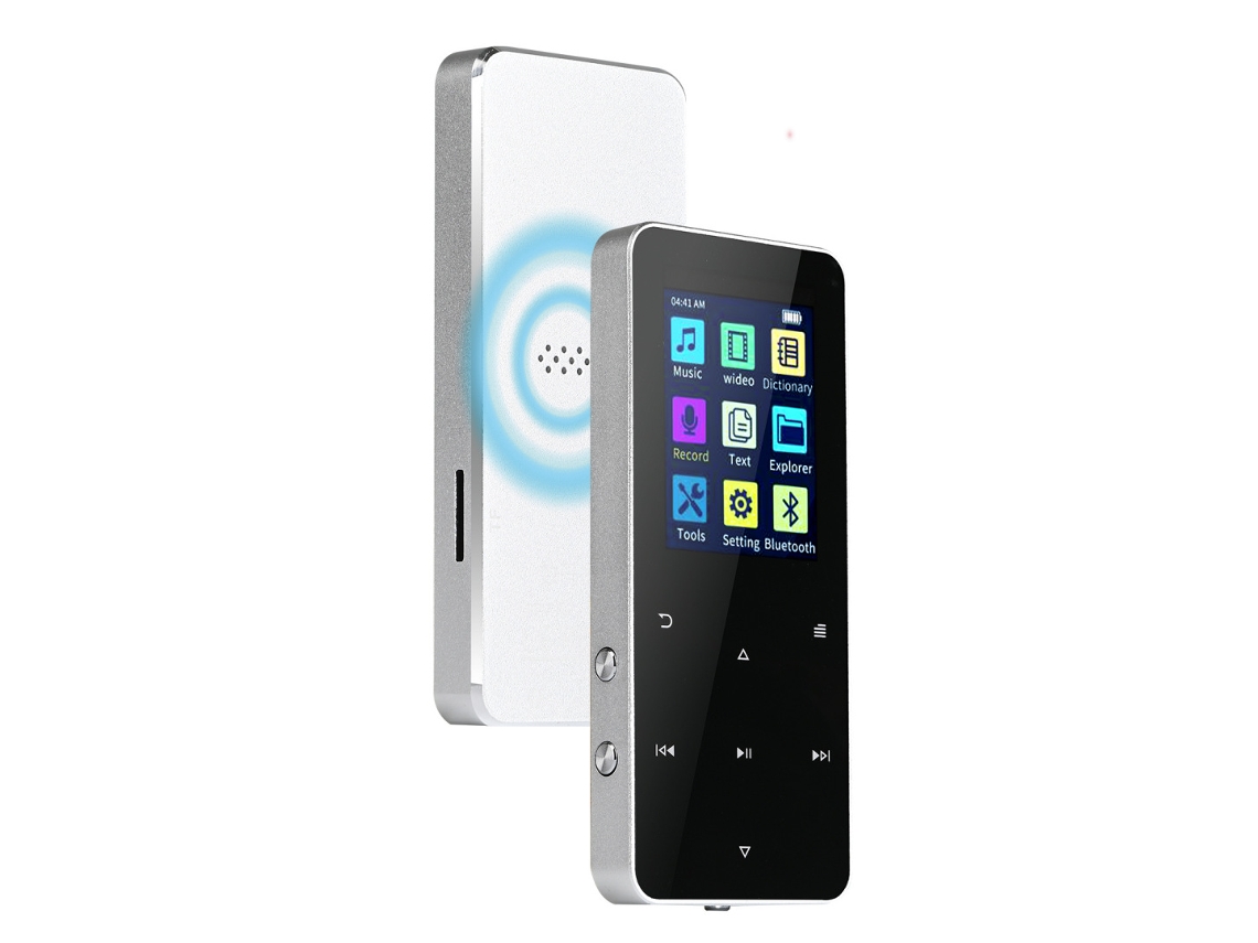 Reproductor MP4 Chrui con tarjeta de memoria de 128 GB y auriculares con cable (plateado)