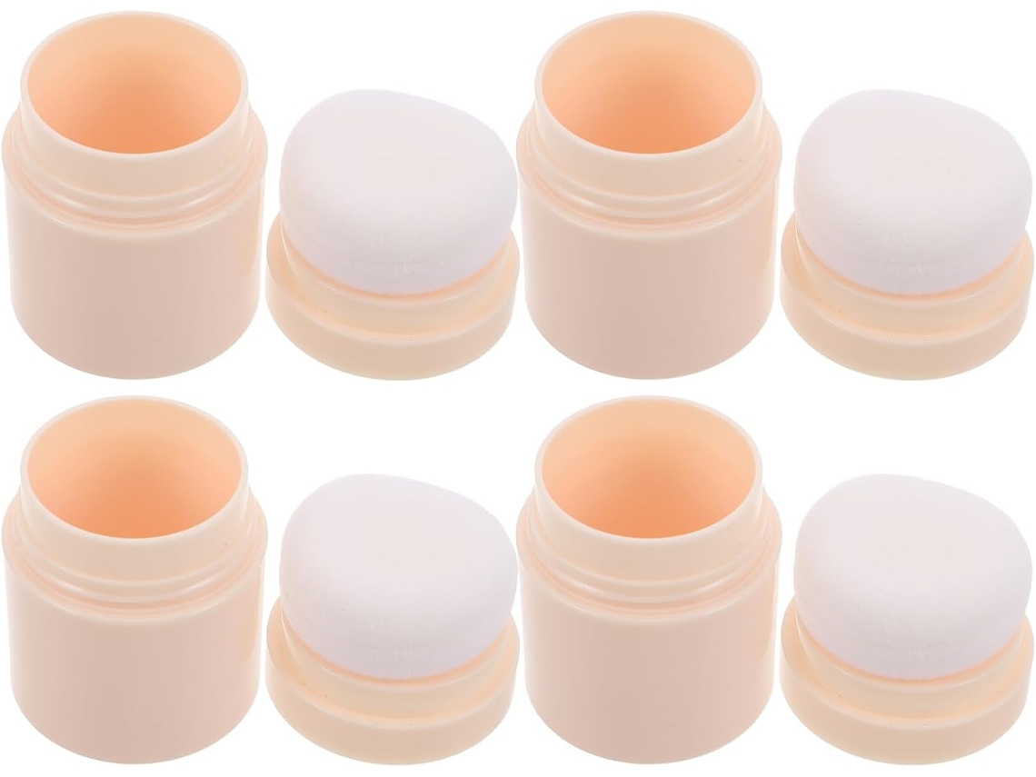 Lot De 4 Pots Vides Para Poudre 8g En Plastique Transparent Con Houppette, Contenant De Voyage F...