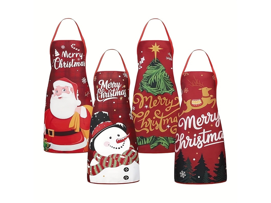 Conjunto de 4 delantales navideños divertidos, 52 x 72 cm, Digitallab